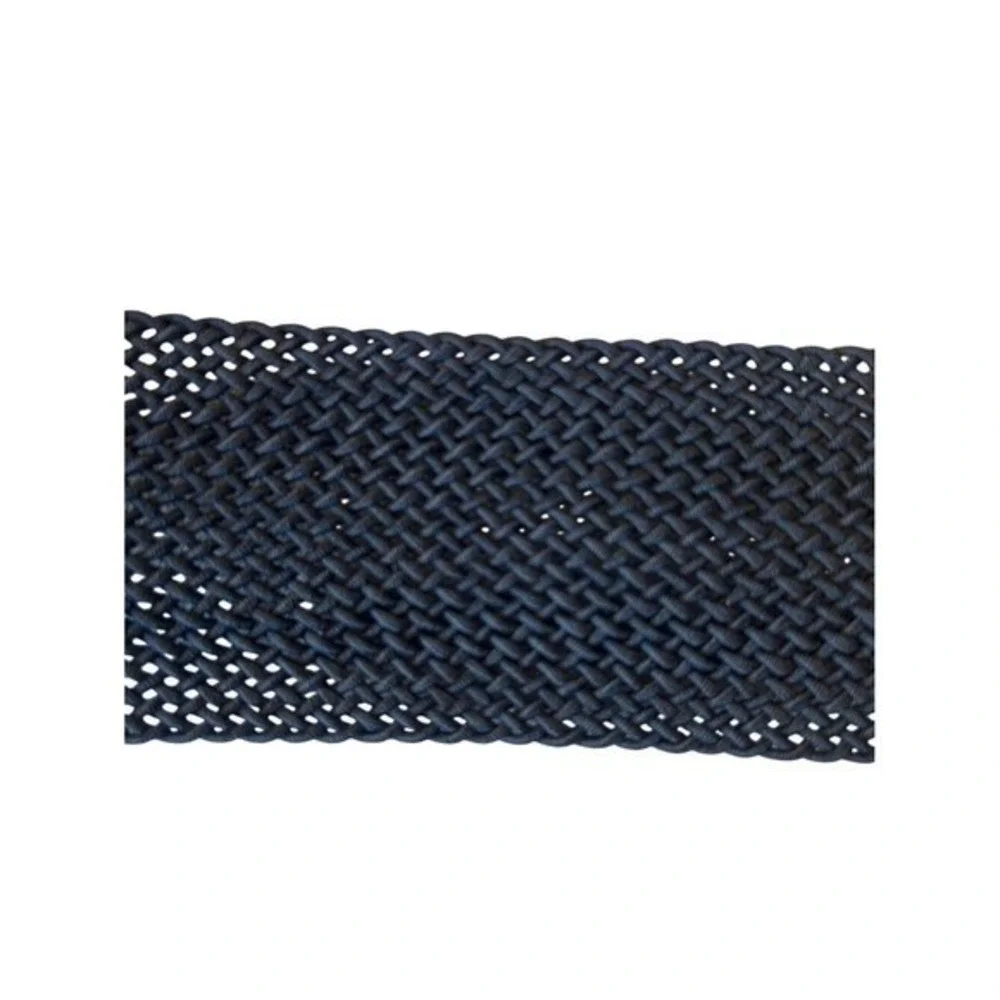 NWT Lands' End Woven Nylon Navy Stretch Belt with‎ Tan Leather Buckle Size XL